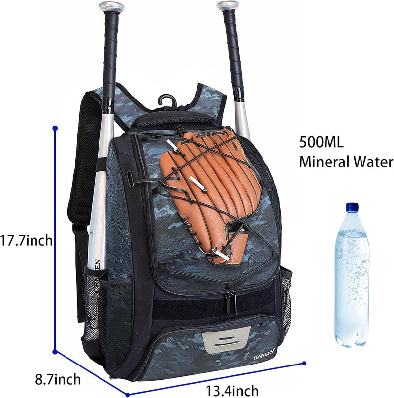 DAFISKY Baseball Bag Softball Backpack - Youth Adult T Ball Bat Equipment Bag with Bat Helmet Holders, Shoe Compartment - Image 2